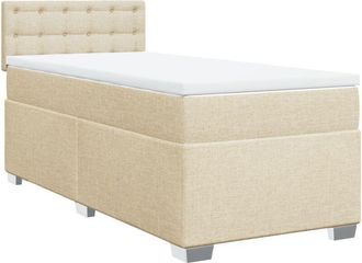 vidaXL Box Spring Bed with Mattress Cream 90x200 cm Fabric vidaXL