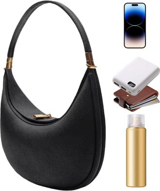 Generic Womens Crescent Shoulder Bag - Crescent Retro Half Moon Bag | Mini Clutch Purse with Zipper Closure | Trendy Tote Handbag PU Leather Purse Fashion Acc