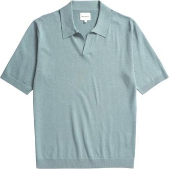 Norse Projects Tops, Heren, Blauw, XS, Katoen, Licht Linnen/Katoen Gebreid Poloshirt