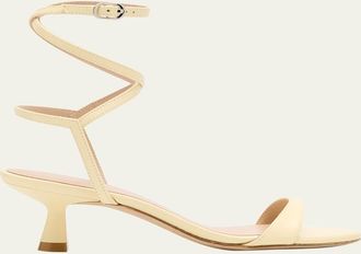 Stuart Weitzman Nudist Leather Ankle-Wrap Sandals
