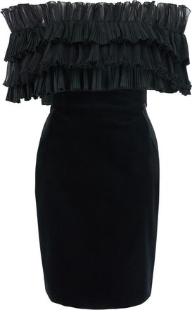 Elisabetta Franchi Black Off Shoulder Mini Dress