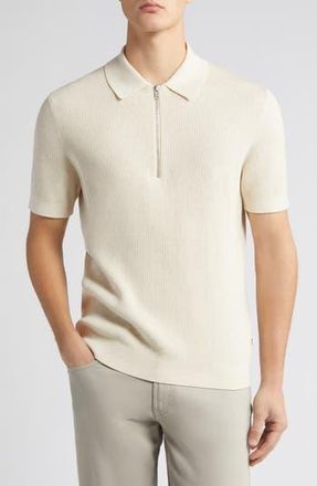 Nn.07 Hansie Zip Ribbed Organic Cotton Sweater Polo in Ecru at Nordstrom Rack, Size Xx-Large