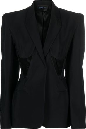 MUGLER cut-out structured blazer - women - Virgin Wool/Cupro/Viscose - 36 - Black