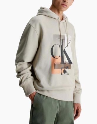 Calvin Klein Mens Calvin Klein Mens Hoodies Classic Hooded - Grey - Size: 44