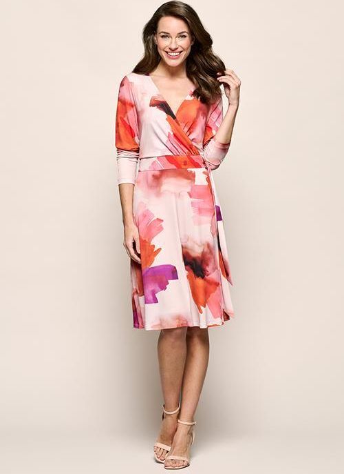 July Print Jurk Zand / Roze