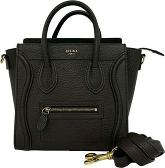 Celine Brown Leather Handbag Shoulder Bag Tote Bag (Pre-Owned)
