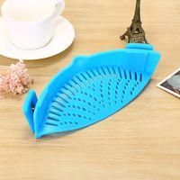 OEM Colador De Silicona Con Pinzas Y Boquilla Para Verter Sin Usar Las Manos, Ideal Para Verduras, Espaguetis Y Pasta - Azul Crezuo