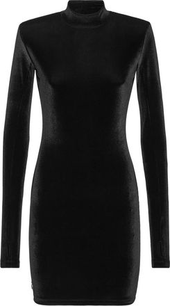Philipp Plein Mini Dress LS Basic - Dames - Korte kleedjes - Zwart - L - Polyester - Kleedjes