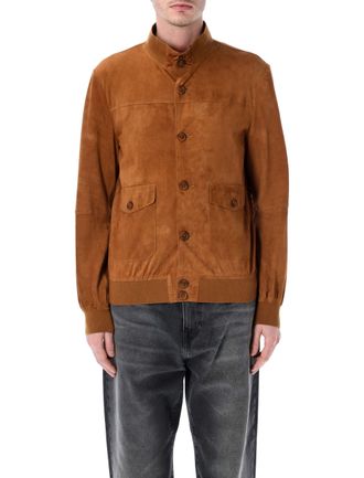 s.w.o.r.d Suede High Collar Button Biker Jacket