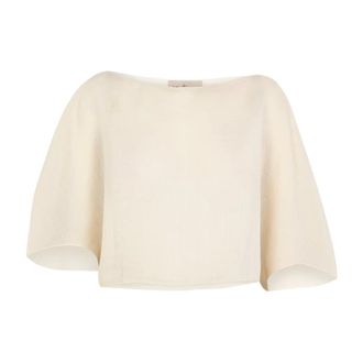Cortana Ramie Butterfly-Sleeve Top - female - Cortana - Blouses - Beige - S - Blouses & Shirts