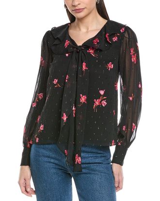 CeCe by Cynthia Steffe Ruffle Tie V-Neck Top