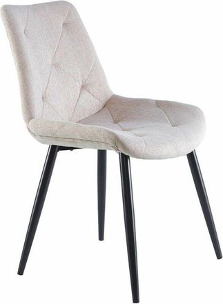 Home Heavenly Home Heavenly - Pack 4 Sillas Comedor Marilyn. Tapizado Extra Suave Dise&ntilde;o Rombos. Patas Metal Tipo Roble. Color: Beige - Pata Negra