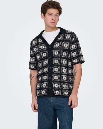 Only & Sons Bart Crochet Shirt - Navy
