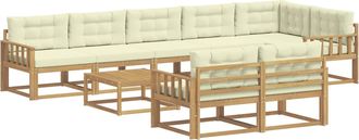 vidaXL Conjunto De Sof&aacute;s De Exterior 9 Uds. Blanco Y Crema Poli&eacute;ster Vidaxl