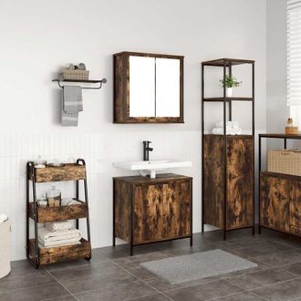 vidaXL Set De Muebles Ba&ntilde;o 2 Pzas Madera Contrachapada Roble Ahumado Vidaxl