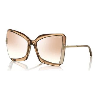 Tom Ford FT0766 57G Rose Champagne with Rose Gold/Gradient Brown Silver Flash