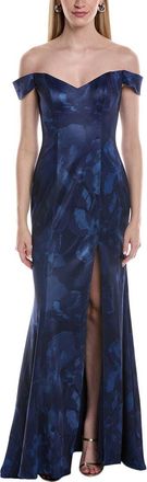 Rene Ruiz Printed Stretch Crepe Mermaid Gown