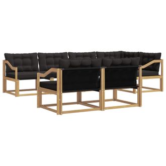 vidaXL Conjunto De Sof&aacute;s De Exterior Con Coj&iacute;n 7 Pcs Blanco Y Negro Vidaxl