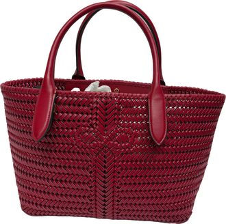 Anya Hindmarch Pre-owned Womens Neeson Woven Tote Bag in Burgundy Leather - One Size