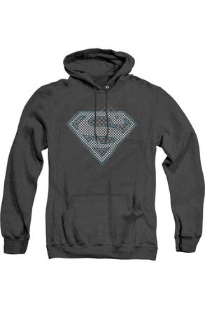 Gildan Superman Checkerboard Adult Heather Hoodie / Hooded Sweatshirt