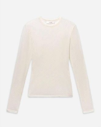 Frame Denim Womens The Mesh Polka Dot Top In Cream