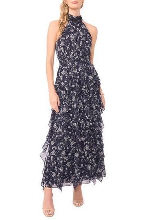 1.State Floral Ruffle Maxi Dress in Classic Navy at Nordstrom Rack, Size X-Small