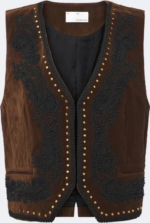 Xu Zhi Embroidered cotton-blend velvet vest