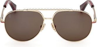 Christian Louboutin 61mm Pilot Sunglasses in Pale Gold /Zeiss Smoke at Nordstrom