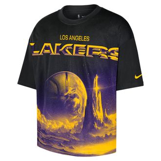 Nike Los Angeles Lakers Courtside Nike Mens NBA Boxy T-Shirt in Black | HV6798-010