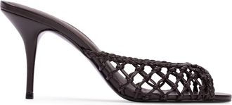 Black Suede Studio Peach 80 Mule in Black Coffee Leather at Nordstrom, Size 39.5