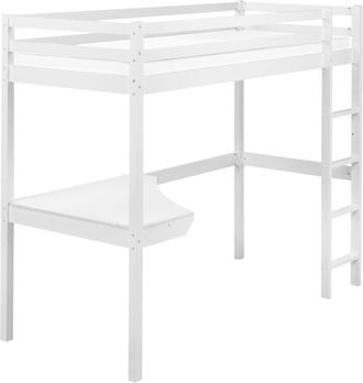 Beliani Beliani - Kids High Sleeper Loft Cabin Bed Pine Wood eu Single Size 3ft with Slatted Frame Storage with Desk White Loury
