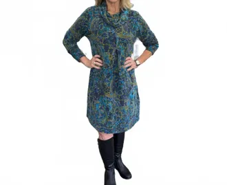 Habitat Super Soft Fleece Pleat Front Midi Dress In Green