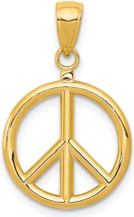 Diamond2Deal 14k Gold 3-D Polished Peace Sign Charm Pendant