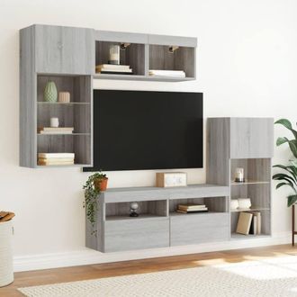 Berkfield Home Versatile 5 Piece TV Wall Units with LED Grey Sonoma Engineered Wood