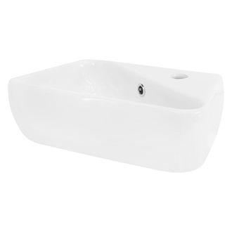 ML Design Lavabo blanco cer&aacute;mico con rebosadero y agujero para grifo