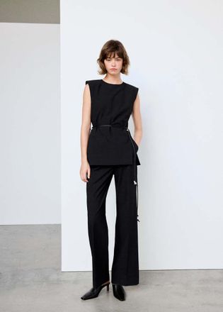 Mango Combined jumpsuit with beaded belt nero - Donna - S - MANGO