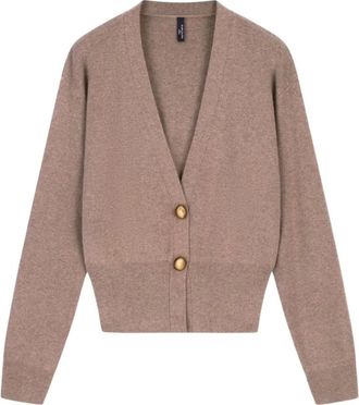 Marciano Helsinki Korte Sweater Cardigan - Dames - Vesten - Beige - L - Kasjmier - Truien & Vesten