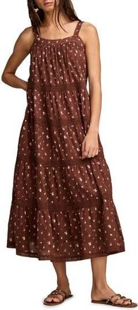 Lucky Brand Market Day Sleeveless Tiered Maxi Dress in Chocolate Multi at Nordstrom Rack, Size Xx-Large