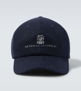 Brunello Cucinelli Logo silk, linen, and wool baseball cap