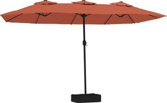 vidaXL Sombrilla Doble De Jard&iacute;n Con Luces Led Terracota 449x265 Cm Vidaxl