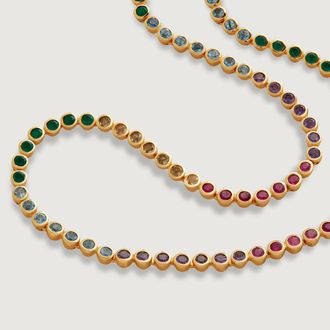 Monica Vinader Gold Gemstone Essential Tennis Necklace Adjustable 41-46cm/16-18 Mix