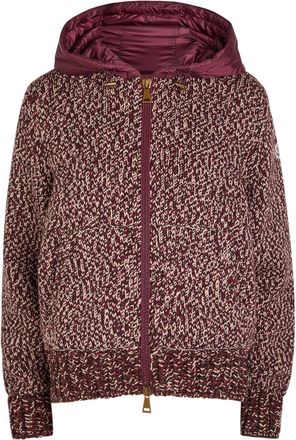 Moncler Hooded Shell and Wool Cardigan - Red Dark - XS (UK 8 / XS)