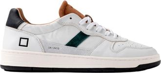 D.A.T.E. Zwarte leren sneakers - Heren - Sneakers - Wit - 45 EU - Katoen - Schoenen
