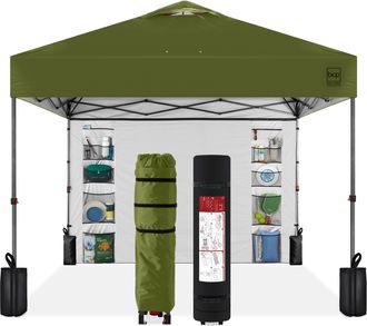 Best Choice Products 10x10ft Easy Setup Pop Up Canopy, Portable Tent w/ Side Wall, 1-Button Push, Case