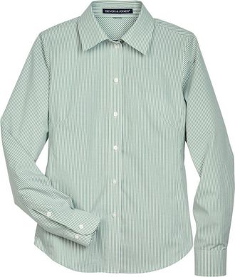 Devon & Jones Womens Crown Collection Banker Stripe Woven Dress Shirt