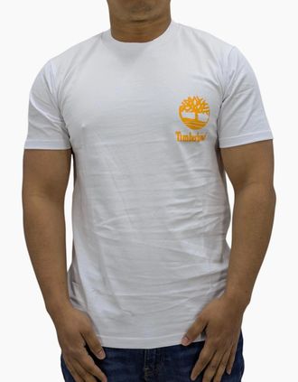 Timberland Mens Timberland Large Back Print Mens T Shirts Crew Neck Pullover Casual Cotton Tee - White - Size: 36