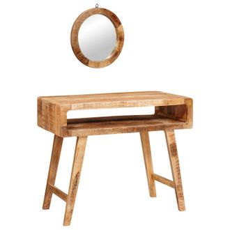 Berkfield Home Bedroom Dressing Tables with Shelf Wall-mounted with Storage with Mirror Solid mango wood in Brown