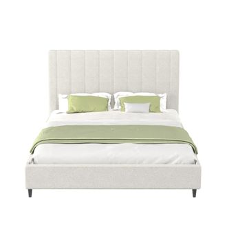 Concept Usine Cama de rizo beige 160x200cm con cabecero y somier