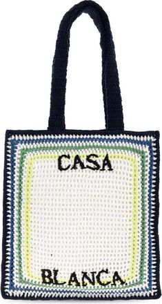 Casablanca Stripe Crochet Bag - unisex - Shoppers - Wit - ONE Size - Katoen - Tassen