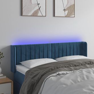 vidaXL Cabecero Con Led De Terciopelo Azul Oscuro 147x16x78/88 Cm Vidaxl
